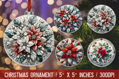 3D Christmas Ornament Sublimation Design, Round Ornament Png Product Image 1