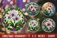 3D Christmas Ornament Sublimation Design, Round Ornament Png Product Image 1