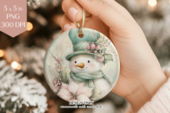 Teal Snowman Christmas Ornament PNG Product Image 1