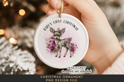 Patchwork Deer First Christmas Ornament PNG Floral Product Image 2