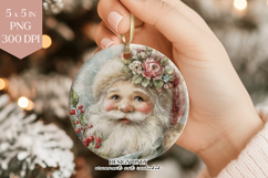 Vintage Santa Ornament Sublimation PNG Product Image 1