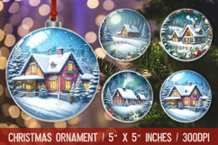 Christmas round ornaments sublimation design Product Image 1