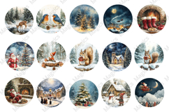 Christmas Ornament Sublimation Bundle, Round Ornament Png Product Image 2