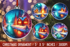Christmas round ornaments sublimation design Product Image 1