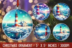 Christmas round ornaments sublimation design Product Image 1