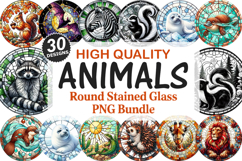 Animals Stained Glass Ornament Bundle, 30 High-Quality PNG Product Image 1
