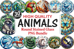 Animals Stained Glass Ornament Bundle, 30 High-Quality PNG Product Image 1