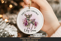 Patchwork Deer First Christmas Ornament PNG Floral Product Image 1