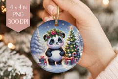 Christmas Panda Sublimation PNG - Cute Bear Ornament Art Product Image 1