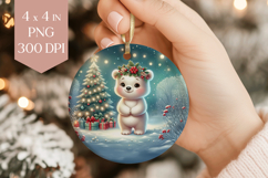Christmas Polar Bear Sublimation PNG - Cute Arctic Ornament Product Image 1