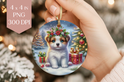 Christmas Puppy Sublimation PNG - Cute Dog Ornament Art Product Image 1
