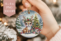 Christmas Fawn Sublimation PNG - Cute Baby Deer Ornament Product Image 1