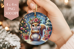 Christmas Squirrel Sublimation PNG - Cute Animal Ornament Product Image 1