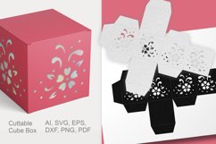 Ornate Florals Cuttable Cube Gift Box with Holes SVG