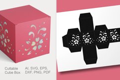 Ornate Florals Cuttable Cube Gift Box with Holes SVG