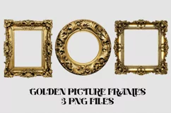 Ornate golden picture frames baroque isolated on transparent background