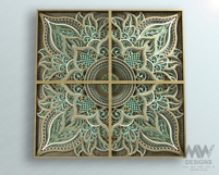 Ornate mandala laser cut file with layered 3D elements