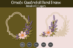 Ornate Quatrefoil Floral Frame SVG Product Image 1