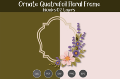 Ornate Quatrefoil Floral Frame SVG Product Image 2