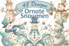 Art Nouveau Snowman Clipart PNG, Christmas Png Product Image 1