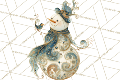 Art Nouveau Snowman Clipart PNG, Christmas Png Product Image 3
