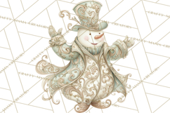Art Nouveau Snowman Clipart PNG, Christmas Png Product Image 4