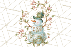 Art Nouveau Snowman Clipart PNG, Christmas Png Product Image 2