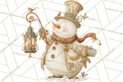 Art Nouveau Snowman Clipart PNG, Christmas Png Product Image 4