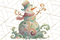 Art Nouveau Snowman Clipart PNG, Christmas Png Product Image 2