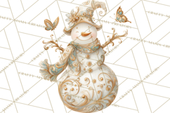 Art Nouveau Snowman Clipart PNG, Christmas Png Product Image 5
