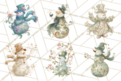 Art Nouveau Snowman Clipart PNG, Christmas Png Product Image 4