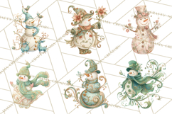 Art Nouveau Snowman Clipart PNG, Christmas Png Product Image 7
