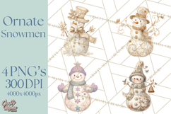 Art Nouveau Snowman Clipart PNG, Christmas Png Product Image 1