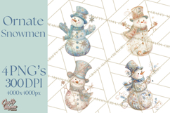 Art Nouveau Snowman Clipart PNG, Christmas Png Product Image 1