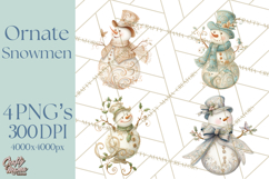 Art Nouveau Snowman Clipart PNG, Christmas Png Product Image 1