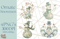 Art Nouveau Snowman Clipart PNG, Christmas Png Product Image 1