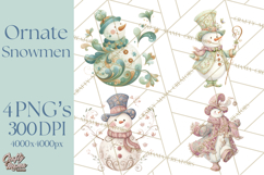 Art Nouveau Snowman Clipart PNG, Christmas Png Product Image 1