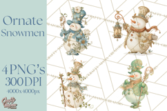 Art Nouveau Snowman Clipart PNG, Christmas Png Product Image 1
