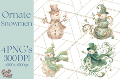 Art Nouveau Snowman Clipart PNG, Christmas Png Product Image 1