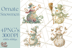 Art Nouveau Snowman Clipart PNG, Christmas Png Product Image 1