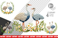 Ostrich Embroidery Clipart Product Image 1