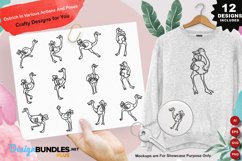 Ostrich In Various Actions And Poses Clipart Set Product Image 1