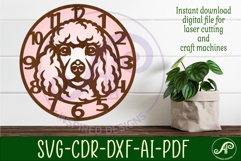 Poodle dog wall clock laser cut files, SVG Product Image 1