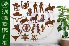 Western, Cowboy Cowgirl silhouettes Bundle x 20 Product Image 1