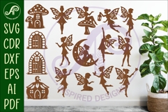 Fairies and Houses silhouettes Bundle x 16 Product Image 1