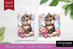 Otter Reading Phone Case PNG Book Lover Case PNG Sublimation Product Image 1