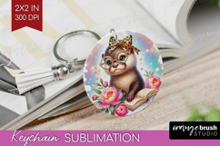 Otter Reading Keychain PNG Book Lover Keychain Sublimation Product Image 1