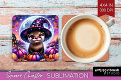 Otter Halloween Square Coaster Cute Animal Coaster PNG Product Image 1