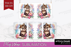 Otter Reading Mug Wrap Book Lover Mug PNG Sublimation Product Image 1