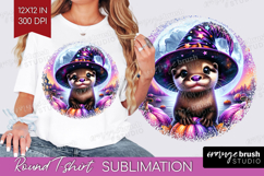 Otter Halloween Round Tshirt Background Cute Animal PNG Product Image 1